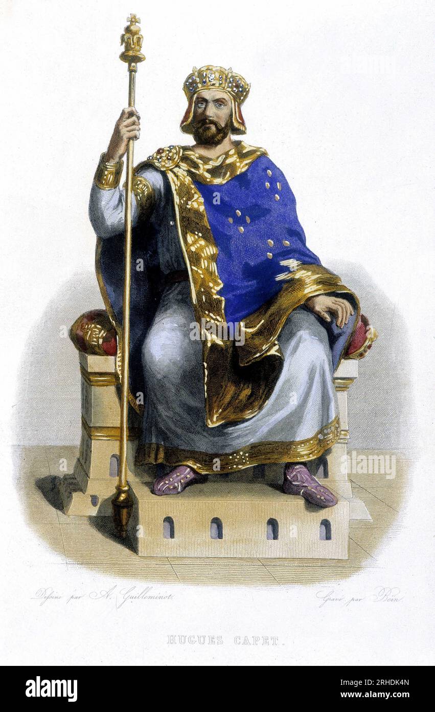 Portrait de Hugues Capet, duc puis roi des Francs (v. 941 a 996) - in 'le Plutarque francais', Ed. Mennechet, 1844-1847 Banque D'Images