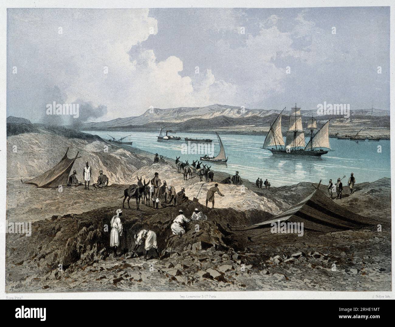 Vue du canal in 'inauguration du Canal de suez par G. Nicole. 1869 Banque D'Images