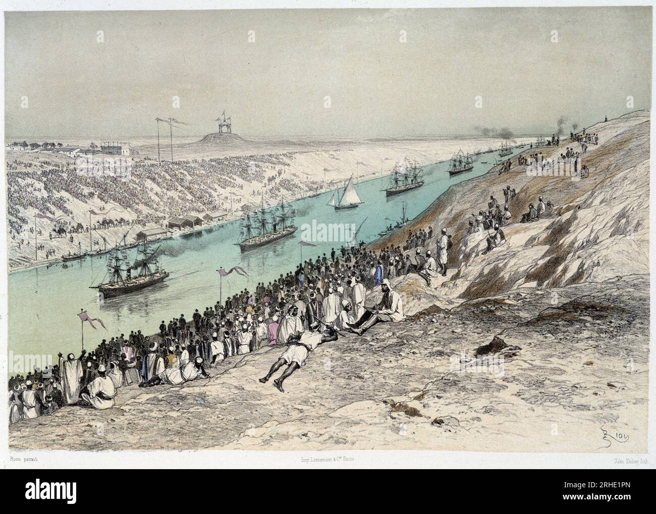 Passage a El-Guisr in 'inauguration du Canal de suez par G. Nicole. 1869 Banque D'Images