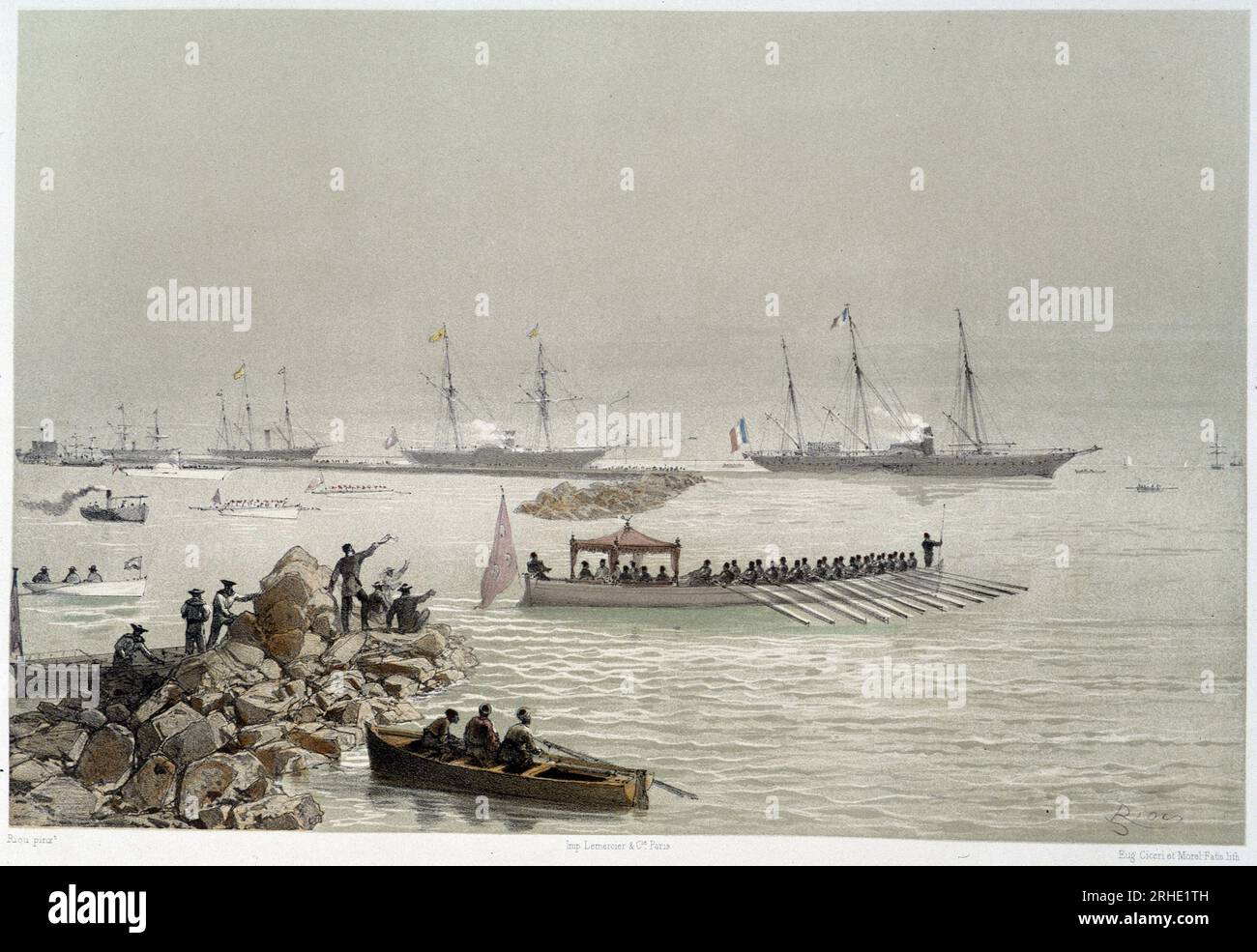 Arrivee des souverains a Suez in 'inauguration du Canal de suez par G. Nicole. 1869 Banque D'Images