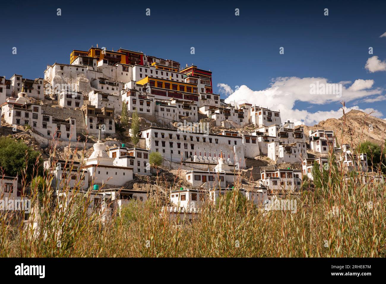 Inde, Ladakh, vallée de Leh, Thiksey Gompa, monastère bouddhiste de l'école Gelug sur la colline Banque D'Images