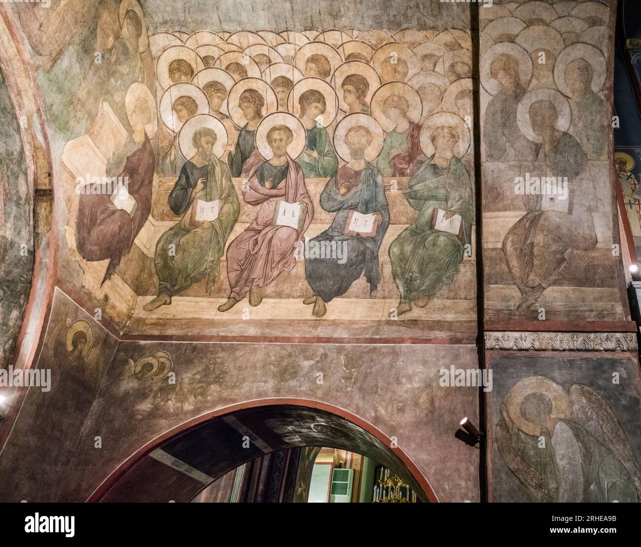 Fresques d'Andreï Roublev dans la cathédrale de la Dormition à Vladimir, Russie Banque D'Images