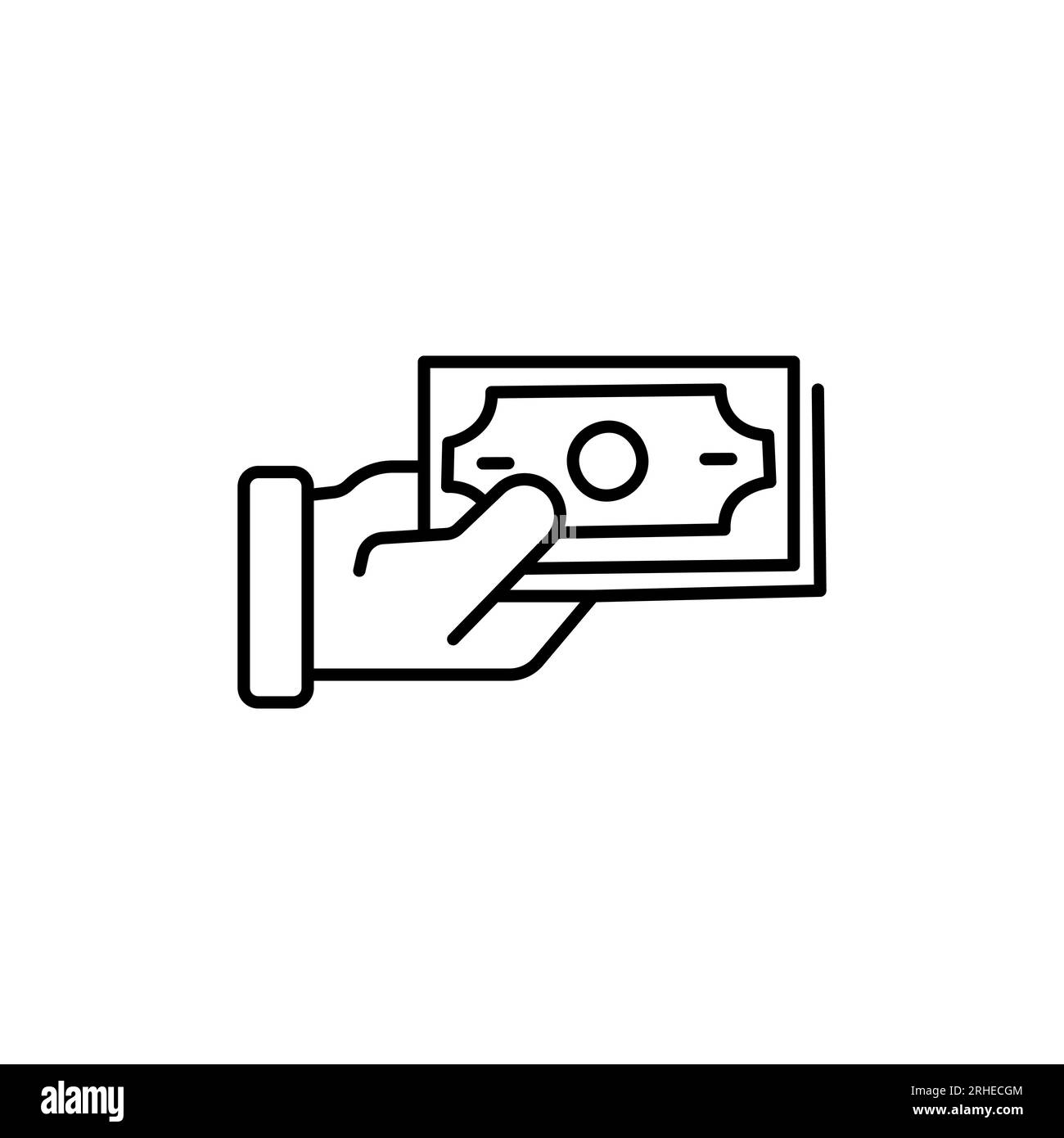 Icône Envoyer ligne argent. Main humaine tenant le billet de dollar signifiant transférer le paiement d'argent pour la banque mobile en ligne de concept de finance éditable trait. Vect Illustration de Vecteur