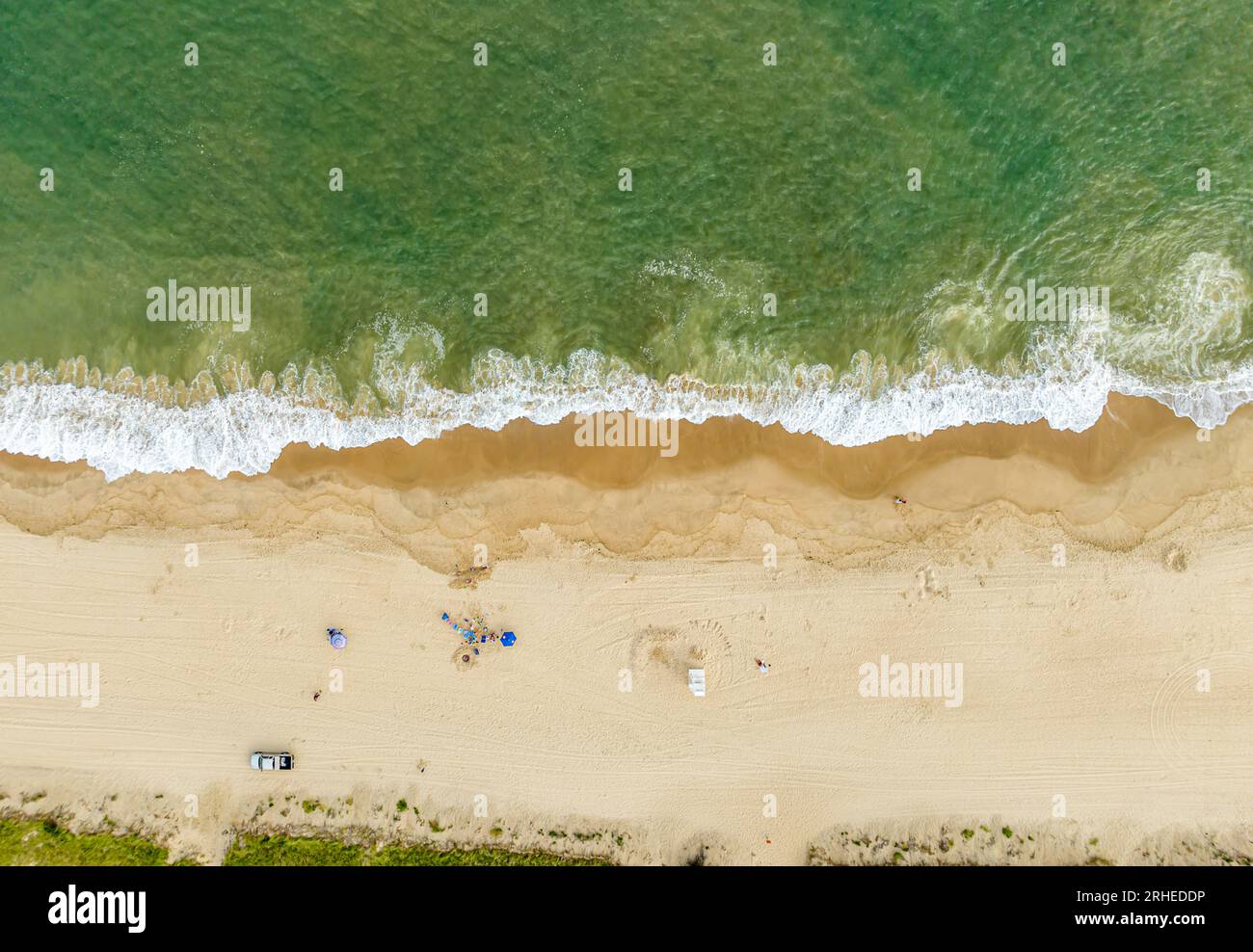 Vue aérienne d'une plage de Kirks à Montauk, NY Banque D'Images
