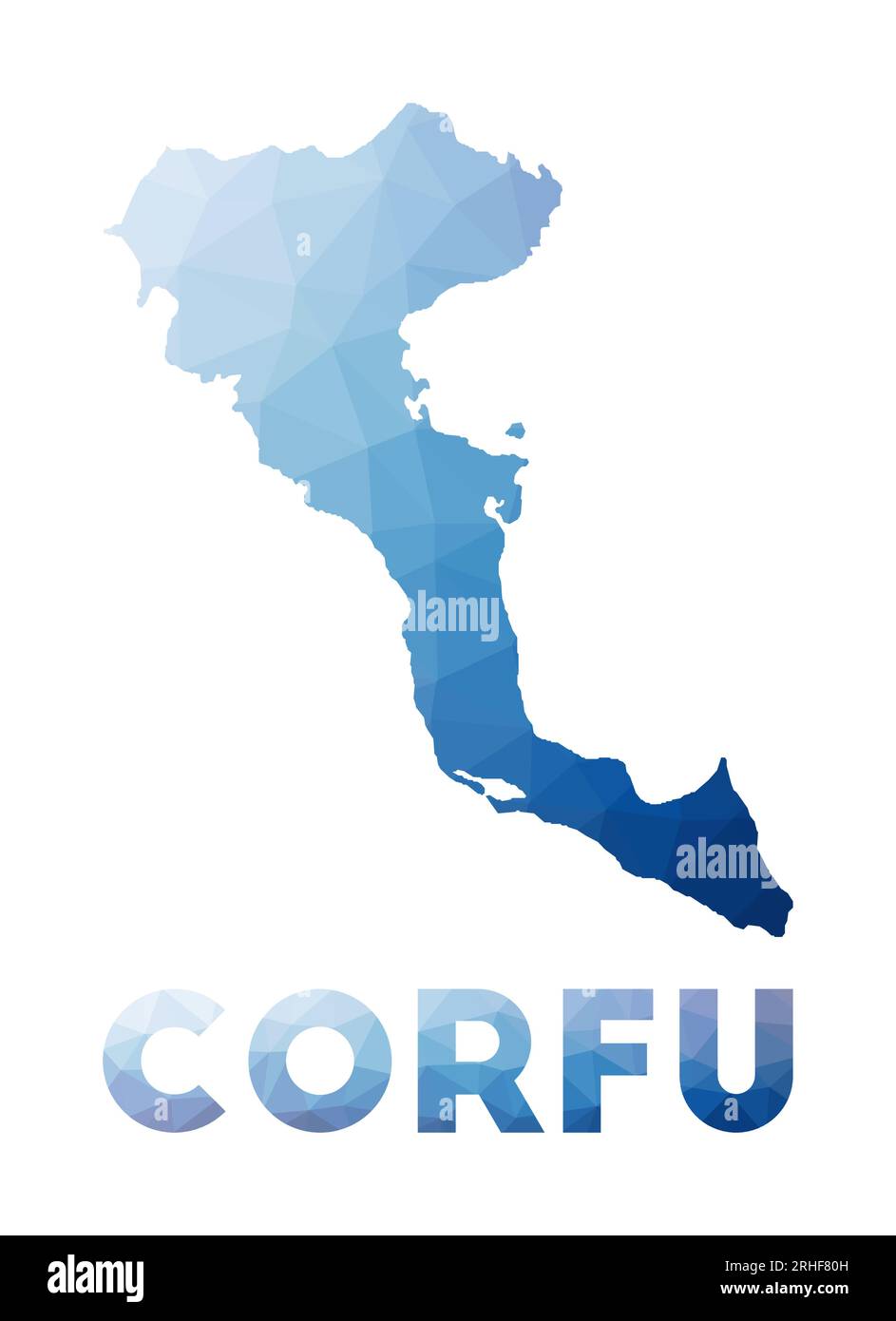 Carte basse poly de Corfou. Illustration géométrique de l'île. Carte polygonale de Corfou. Technologie, Internet, concept de réseau. Illustration vectorielle. Illustration de Vecteur