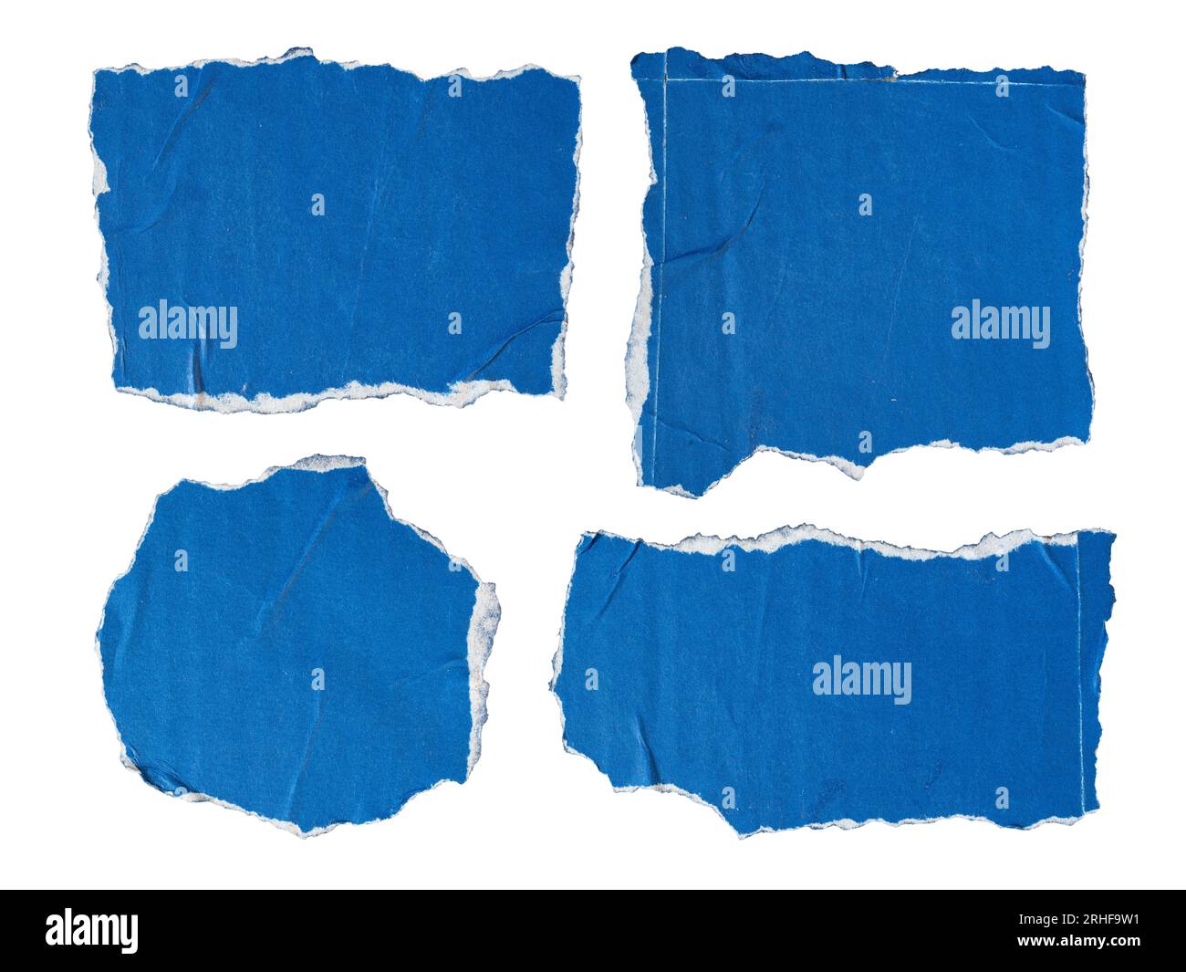 papier bleu déchiré à utiliser comme zone de texte sur fond blanc avec masque Banque D'Images