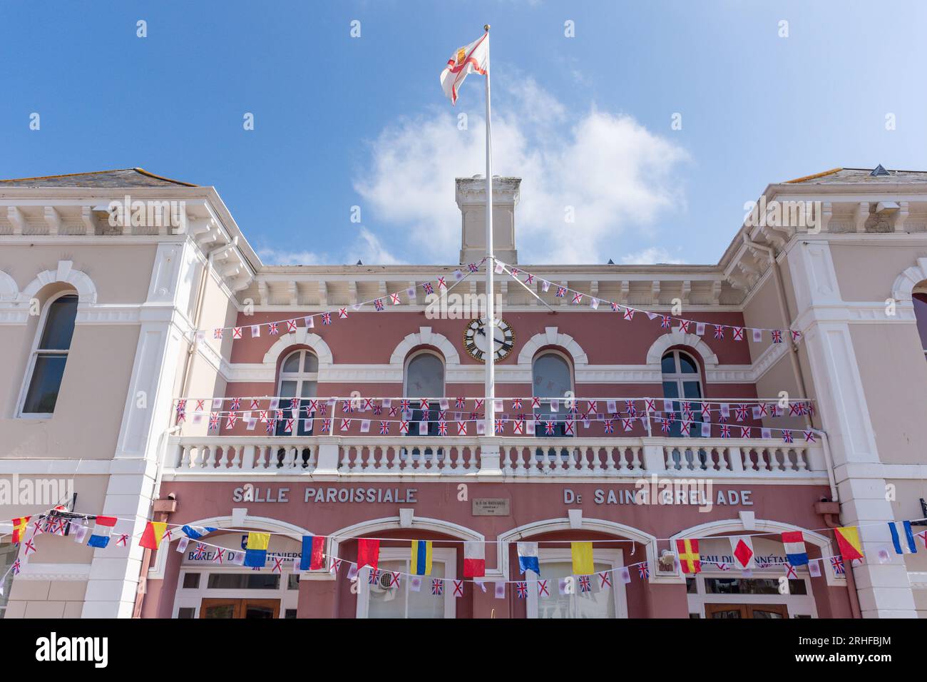 St Brelade Parish Hall (salle paroissiale) Facade, St Aubin, St Brelade, Jersey, Anglo-Normandes Banque D'Images