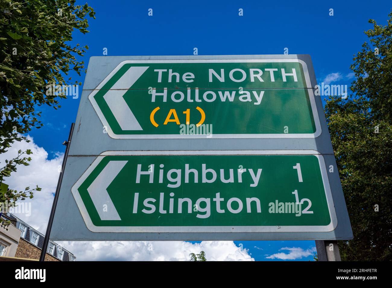 Londres vers le nord (A1) direction Islington London, direction Highbury & Islington centre. Banque D'Images