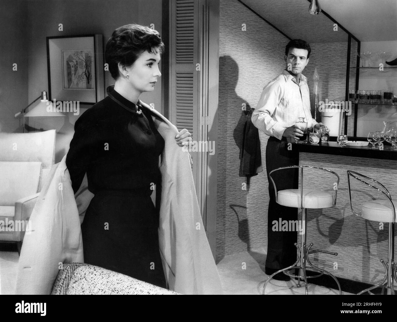 Jean Simmons, Anthony Franciosa, sur le plateau du film, "This could be the Night, MGM, 1957 Banque D'Images