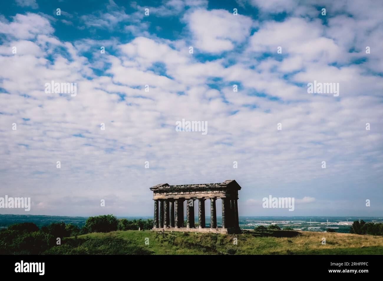 Image aérienne du monument de Penshaw, dans le nord-est de l'Angleterre. Banque D'Images