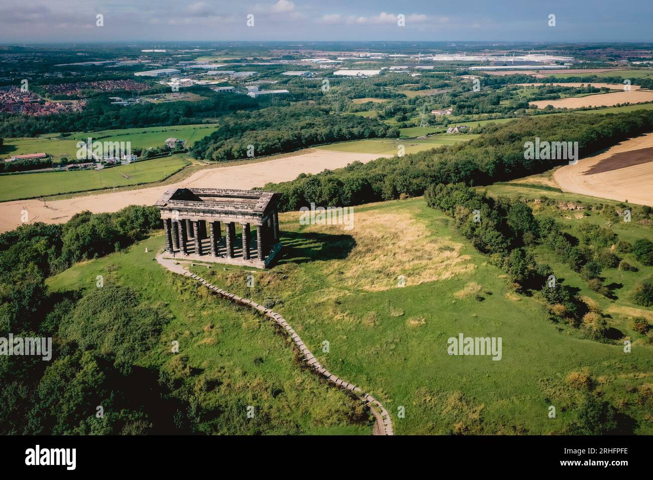 Image aérienne du monument de Penshaw, dans le nord-est de l'Angleterre. Banque D'Images