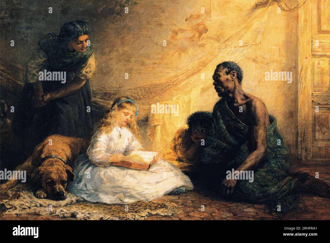 Roman de CABINE D'ONCLE TOM 1852 par Harriet Beecher Stowe. Tableau intitulé Oncle Tom et la petite Eva de Edwin long (1866) Banque D'Images