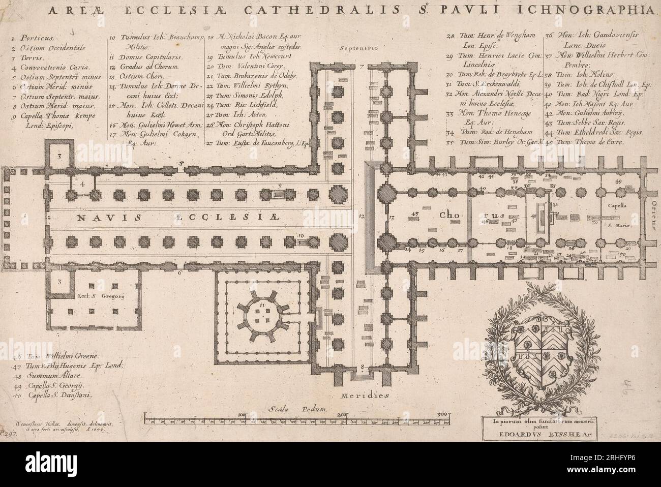 Area Ecclesia Cathedralis S. Pauli Ichnographia 1657 par Venceslaus Hollar Banque D'Images