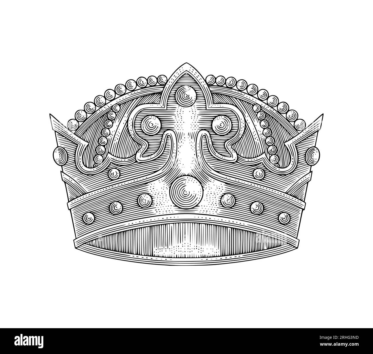 Illustration de la couronne royale. Art vectoriel très détaillé Illustration de style gravure vintage Illustration de Vecteur