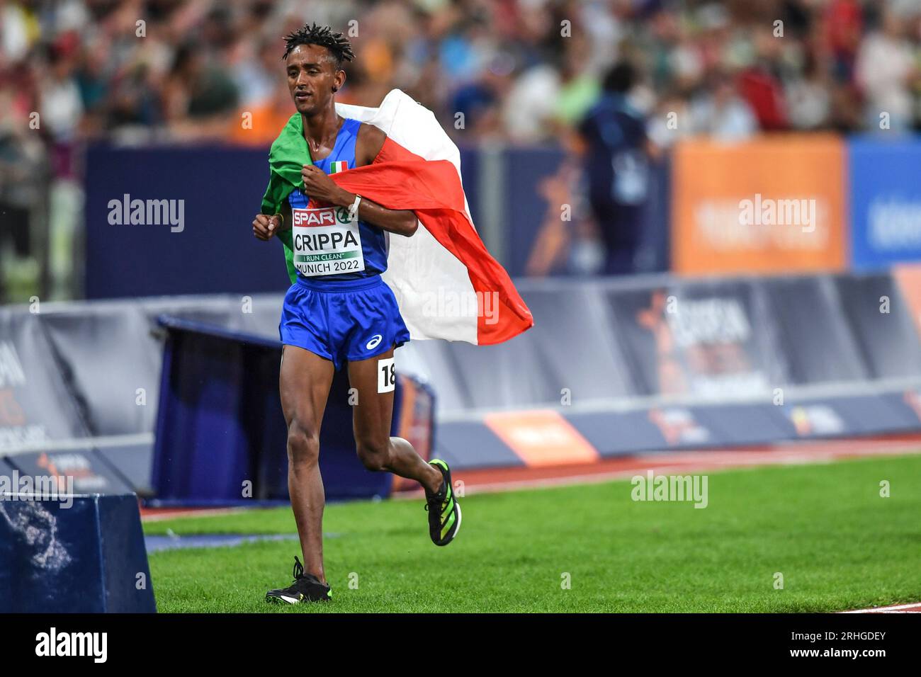 Yemaneberhan Crippa (Italie). Médaille de bronze du 5000m. Championnats d'Europe Munich 2022 Banque D'Images