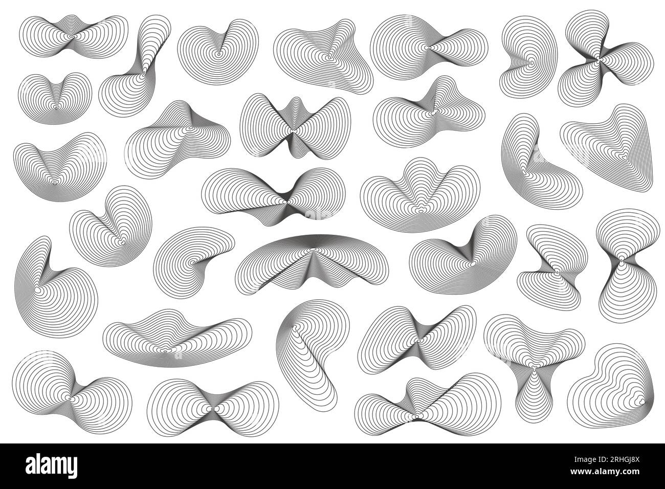 Cercles topographiques abstraits. Formes de texture organiques. Jeu d'illustrations vectorielles. Illustration de Vecteur