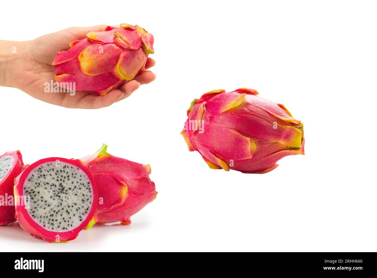 Fruit de dragon sucré et savoureux ou pitaya isolé sur fond blanc. Banque D'Images