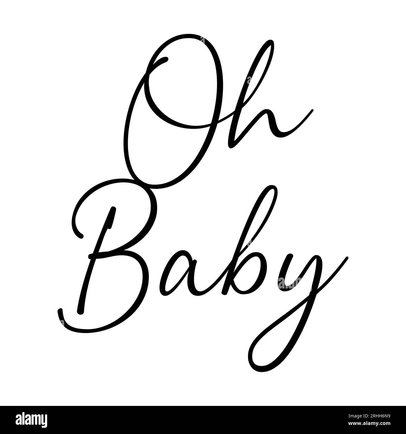 Oh bébé écriture sur fond blanc. Illustration isolée. Banque D'Images