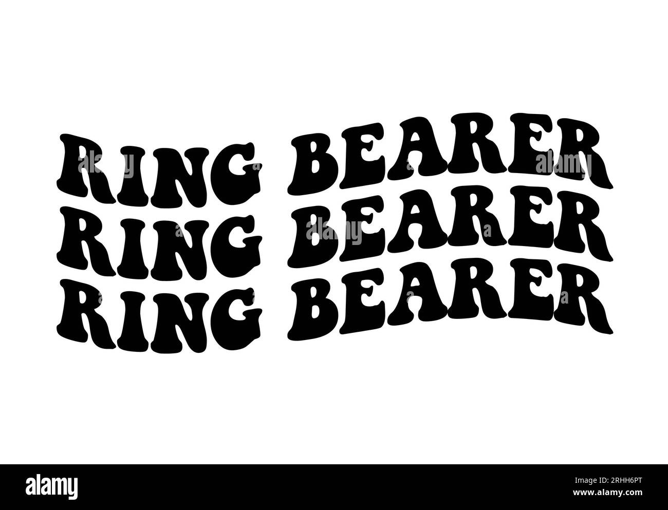 Ring Bearer dans le style groovy ondulé empilé Boho sur fond blanc. Illustration isolée. Banque D'Images
