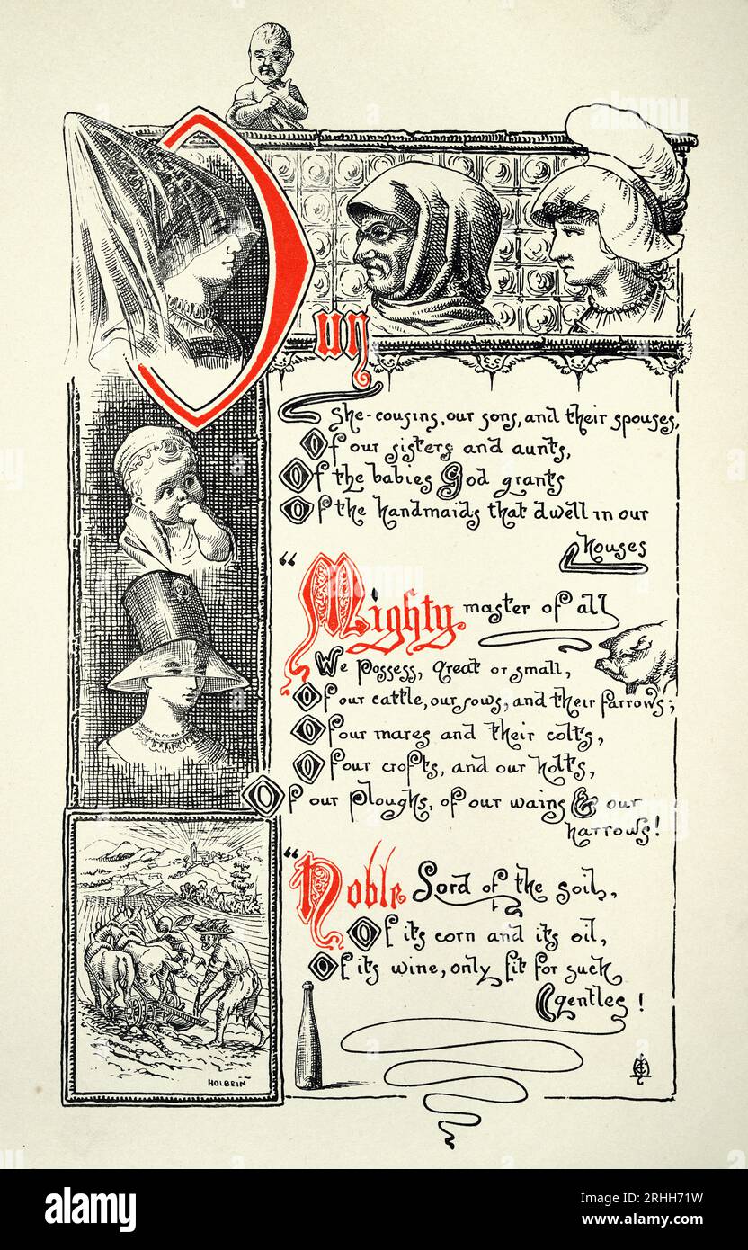 Page du Chevalier et du Dragon de Thomas Hood, mythologie fantastique, illustré par Ernest Maurice Jessop Banque D'Images