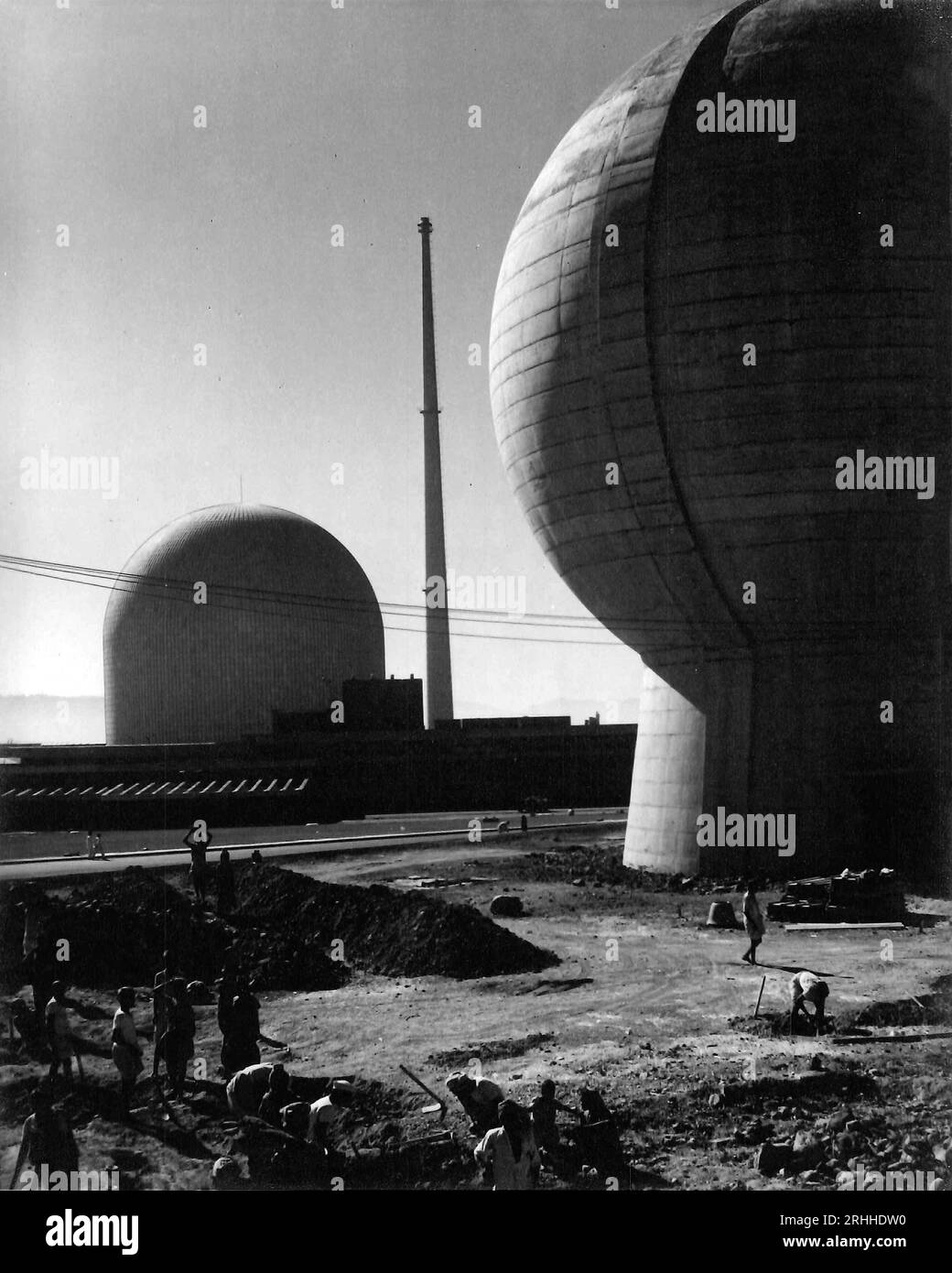 Centre de recherche atomique de Bhabha, BARC, en construction, installation de recherche nucléaire, Trombay, Bombay, Mumbai, Maharashtra, Inde, années 1950, vieille photo vintage des années 1900 Banque D'Images