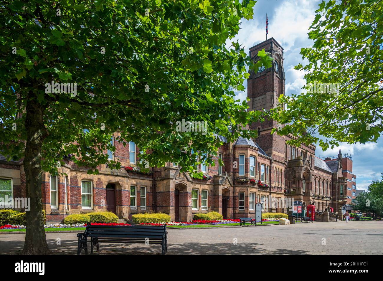 Hôtel de ville de St Helens conçu par Henry Summer de Liverpool, dont le bâtiment a été achevé en 1876. Banque D'Images