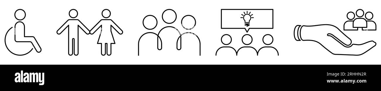 Ensemble d'icônes de diversité et d'inclusion. Icône dessin au trait. Illustration vectorielle Illustration de Vecteur