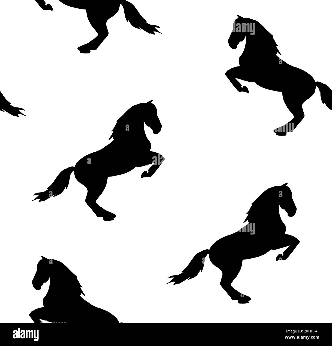 Vector Seamless motif de croquis de doodle dessiné à la main cheval de dressage noir isolé sur fond blanc Illustration de Vecteur