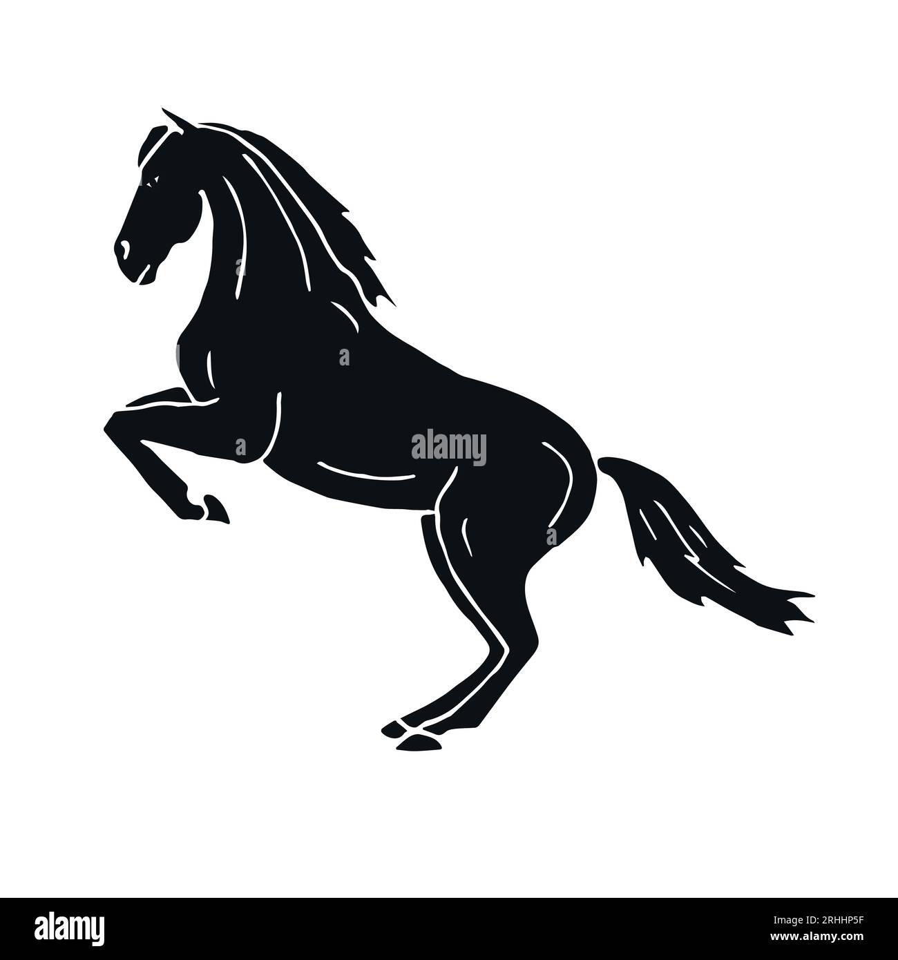 Vecteur dessiné à la main doodle croquis cheval de dressage isolé sur fond blanc Illustration de Vecteur