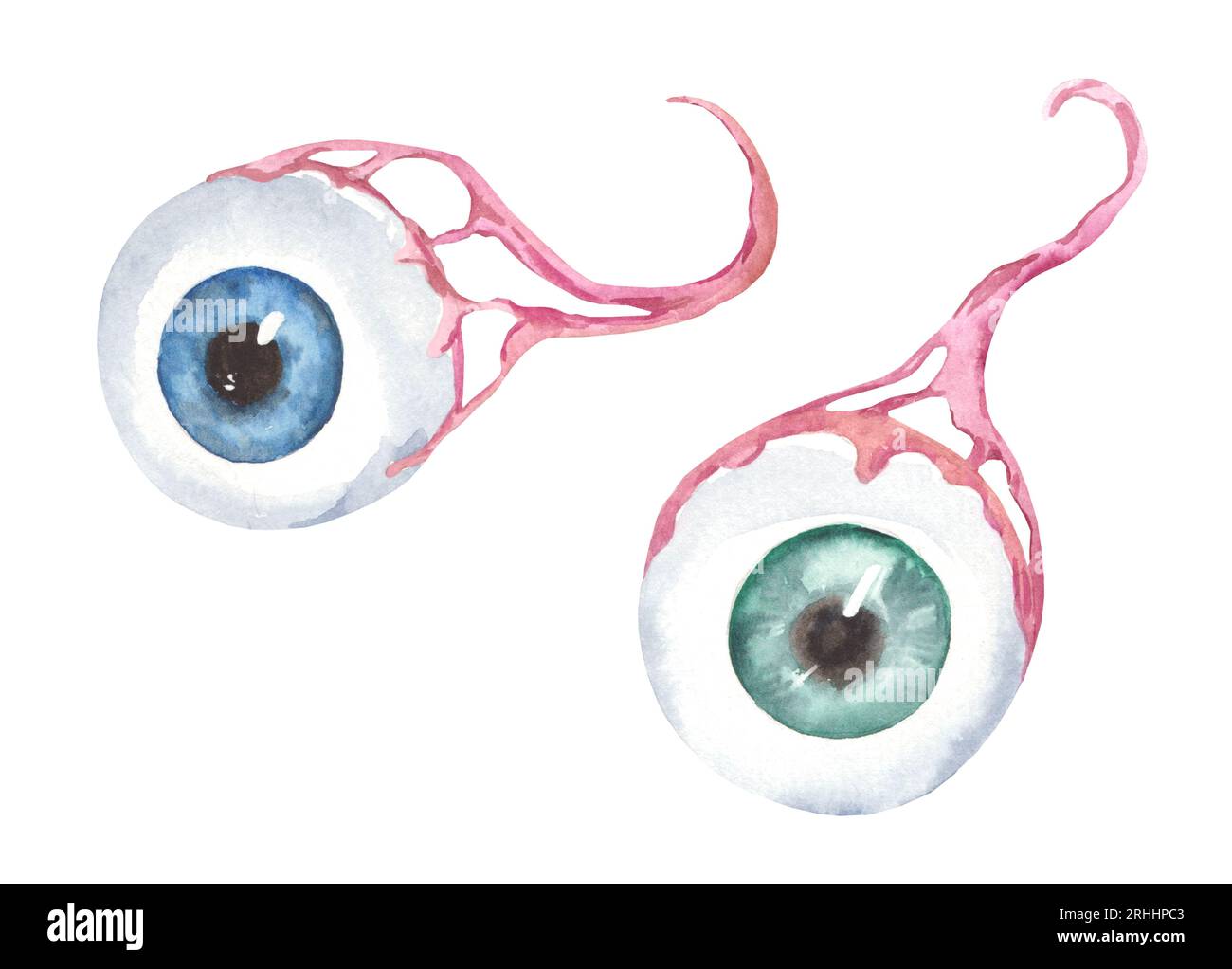 Illustration à l'aquarelle des yeux d'Halloween. Bonbons et bonbons isolés sur fond blanc Banque D'Images