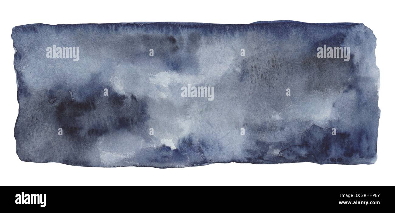 Ciel orageux avec des nuages. Fond dessiné à la main abstrait aquarelle. Modèle pour la conception avec espace libre pour le texte Banque D'Images