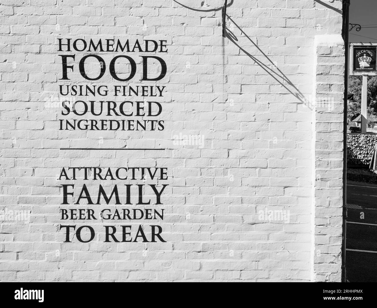 Nourriture maison, Publicité, The Crown Pub, Old Basing, Basingstoke, Hampshire, Angleterre, Royaume-Uni, GB. Banque D'Images