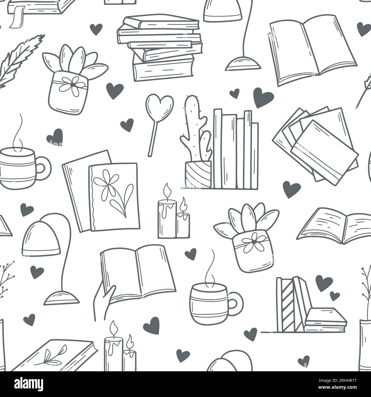 Livres et coeurs modèle sans couture Illustration de Vecteur