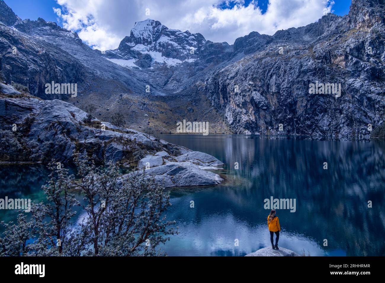 Laguna (lac) Churup, Parc National de Huascaran, Cordillera Blanca , Andes, Pérou Banque D'Images