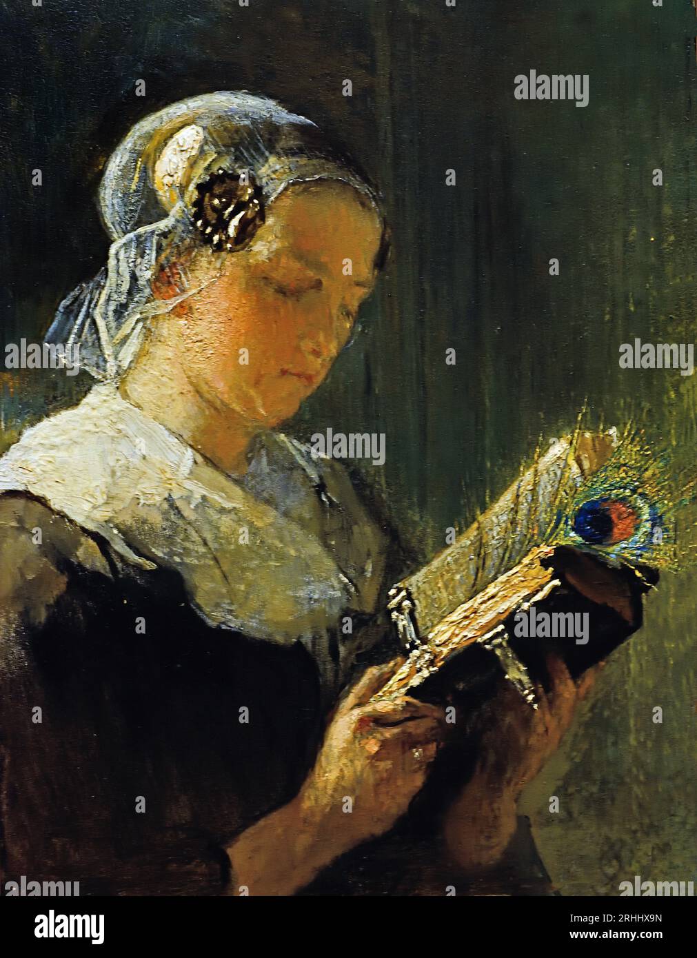 Femme lisant la bible de Christoffel Bisschop (1828-1904) artiste frisonne ( épouse anglaise Kate Bisschop-Swift ) (1834-1928). Néerlandais, pays-Bas, , Banque D'Images