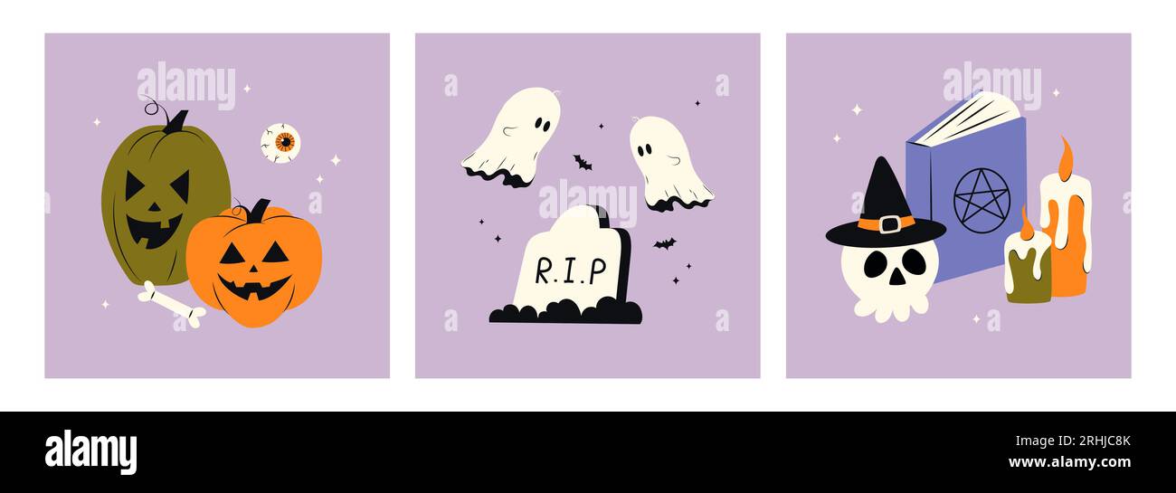 Jolies affiches de joyeux halloween Illustration de Vecteur