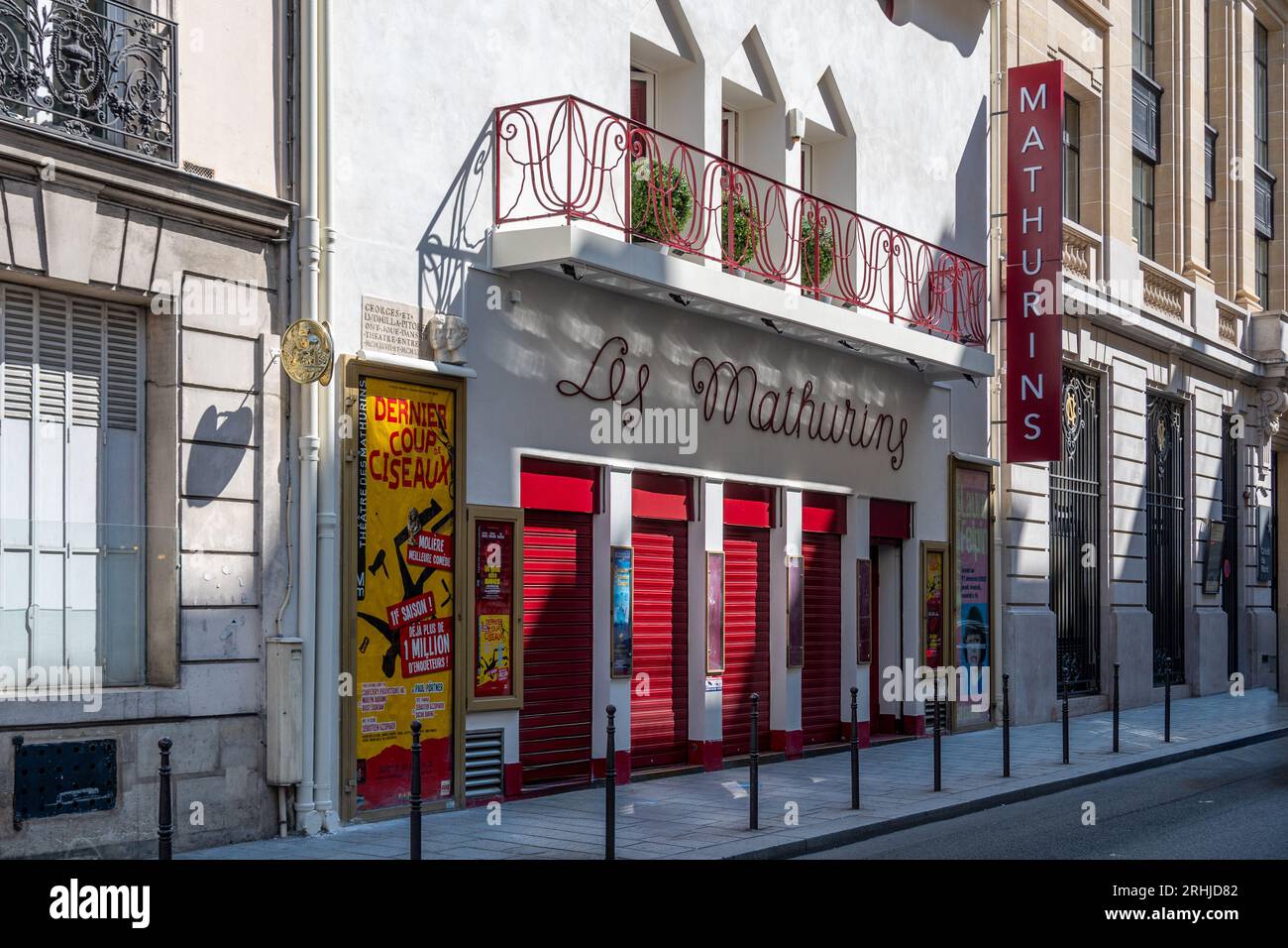Vue extérieure du Théâtre des Mathurins, également appelé 'les Mathurins', un théâtre parisien situé dans le 8e arrondissement de Paris, France Banque D'Images
