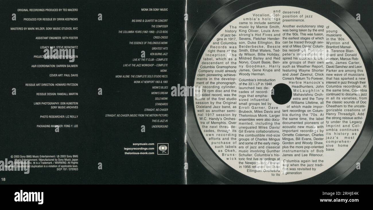 CD : Thelonious Monk - Monk Solo. (SICP 707), sortie : 23 février 2005. Banque D'Images