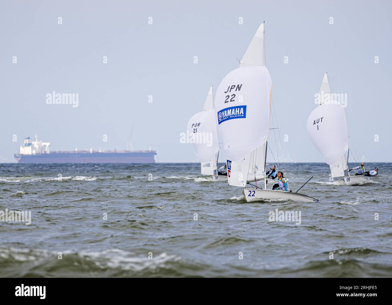 SCHEVENINGEN - image atmosphérique de la course aux médailles sur la section Mixed 470 pendant la septième journée des championnats du monde de voile. ANP SEM VAN DER WAL Banque D'Images