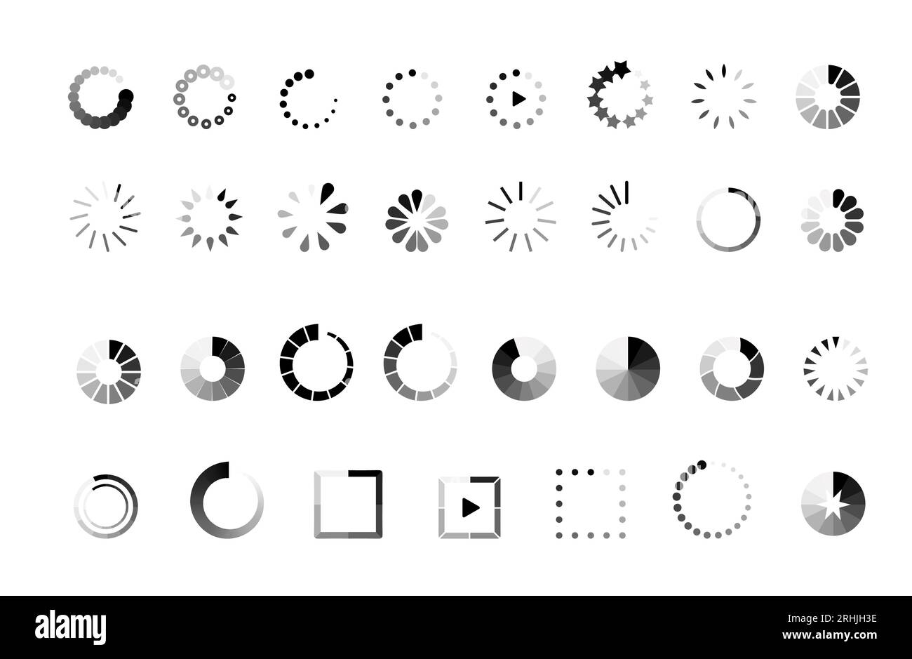 Jeu d'illustrations vectorielles d'indicateurs de chargement Illustration de Vecteur