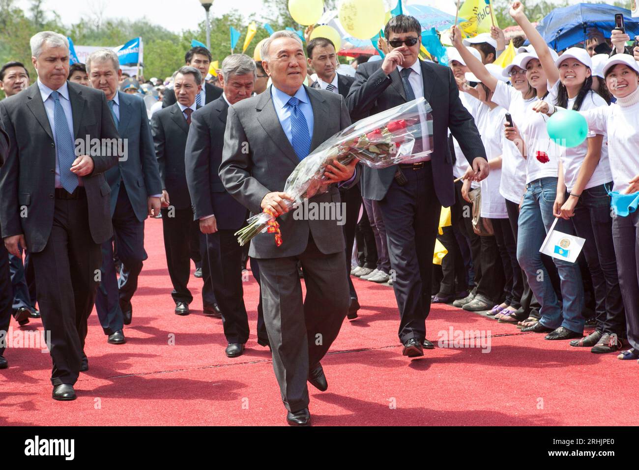 Président kazakh Nursultan Nazarbayev à Semey, Kazakhstan. Banque D'Images