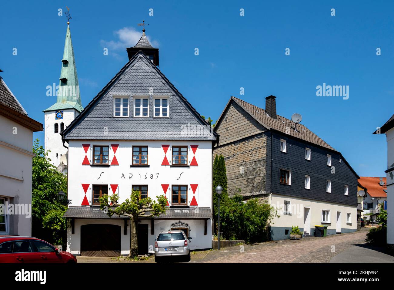 Deutschland, NRW, Märkischer Kreis, Herscheid, Am Markt Banque D'Images