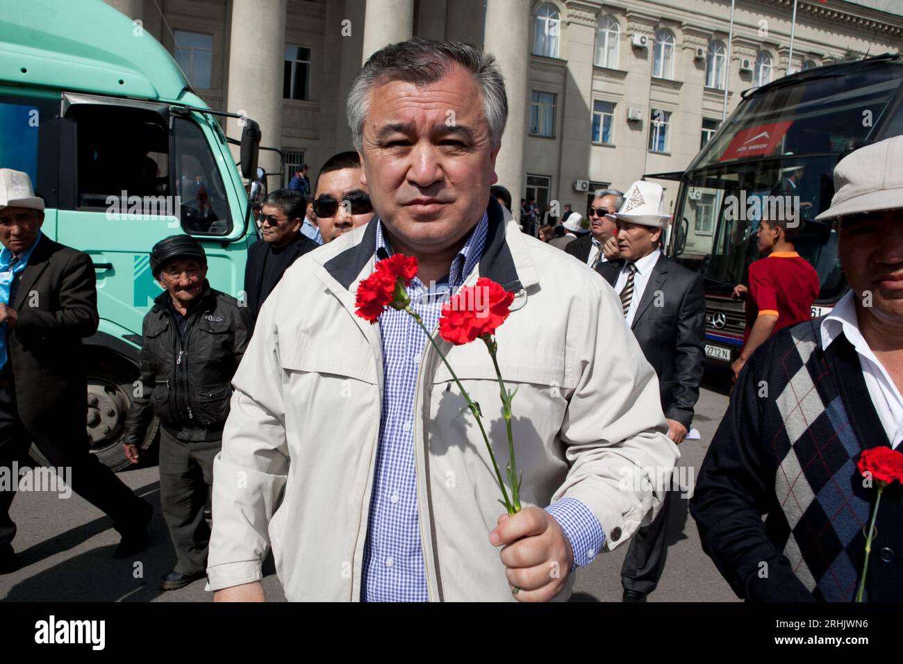 Omurbek Tekebayev, chef du parti ATA-Meken, au Kirghizistan. Banque D'Images