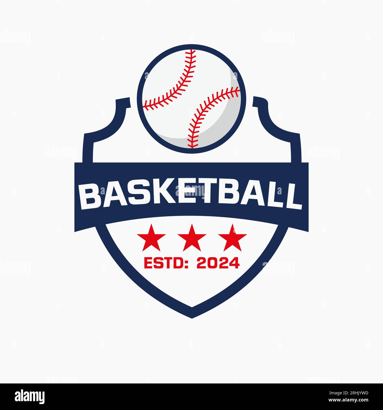 Concept de logo de balle de baseball avec bouclier et symbole de baseball Illustration de Vecteur