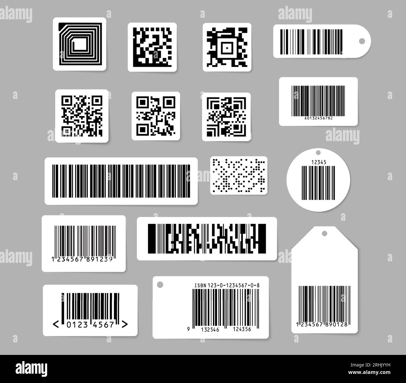 Jeu d'illustrations vectorielles de code-barres et de code QR Illustration de Vecteur