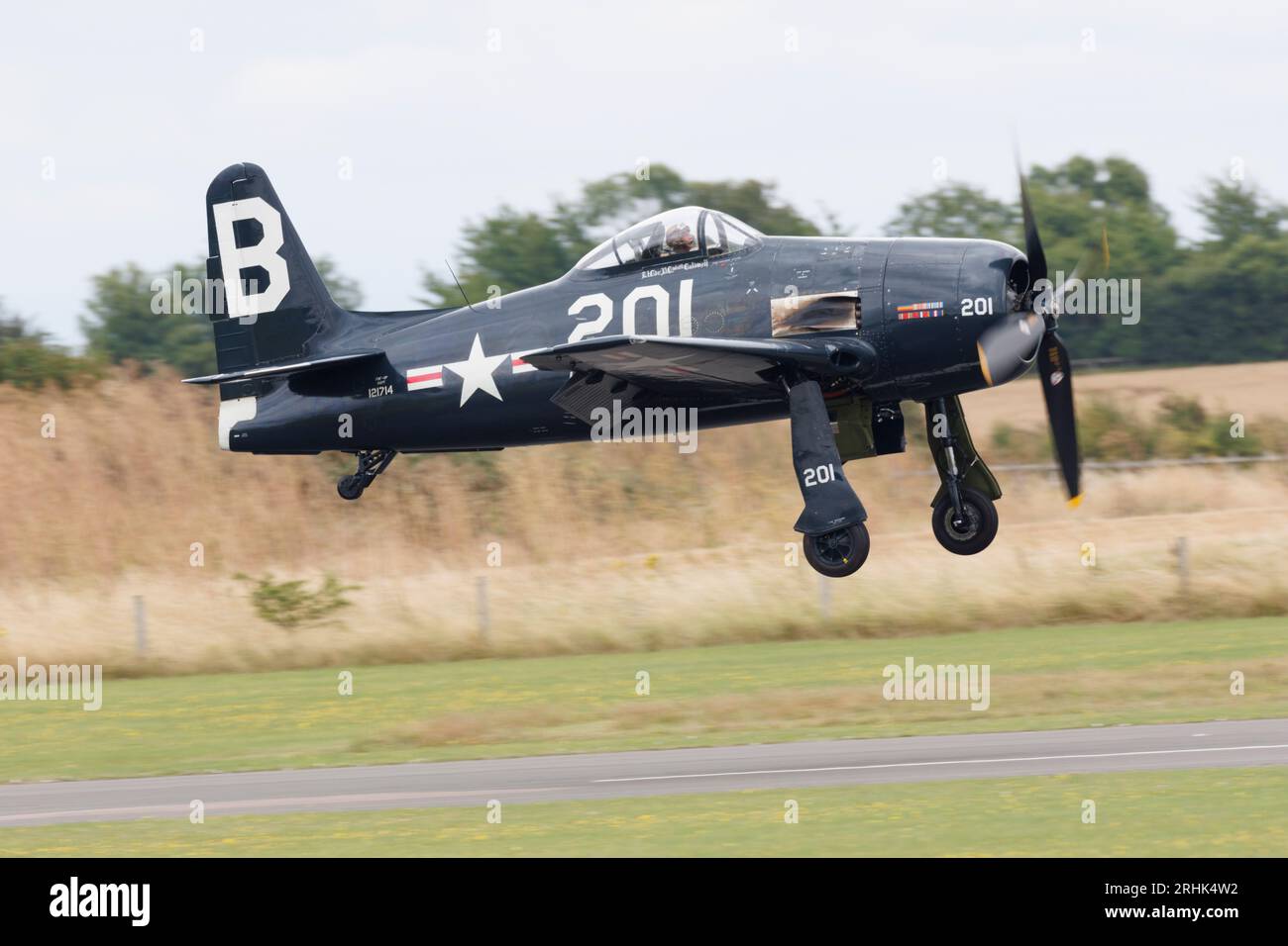 Un avion de chasse américain vintage Bearcat lors d'une exposition volante au salon aéronautique de la RAF Duxford, juillet 2023 Banque D'Images