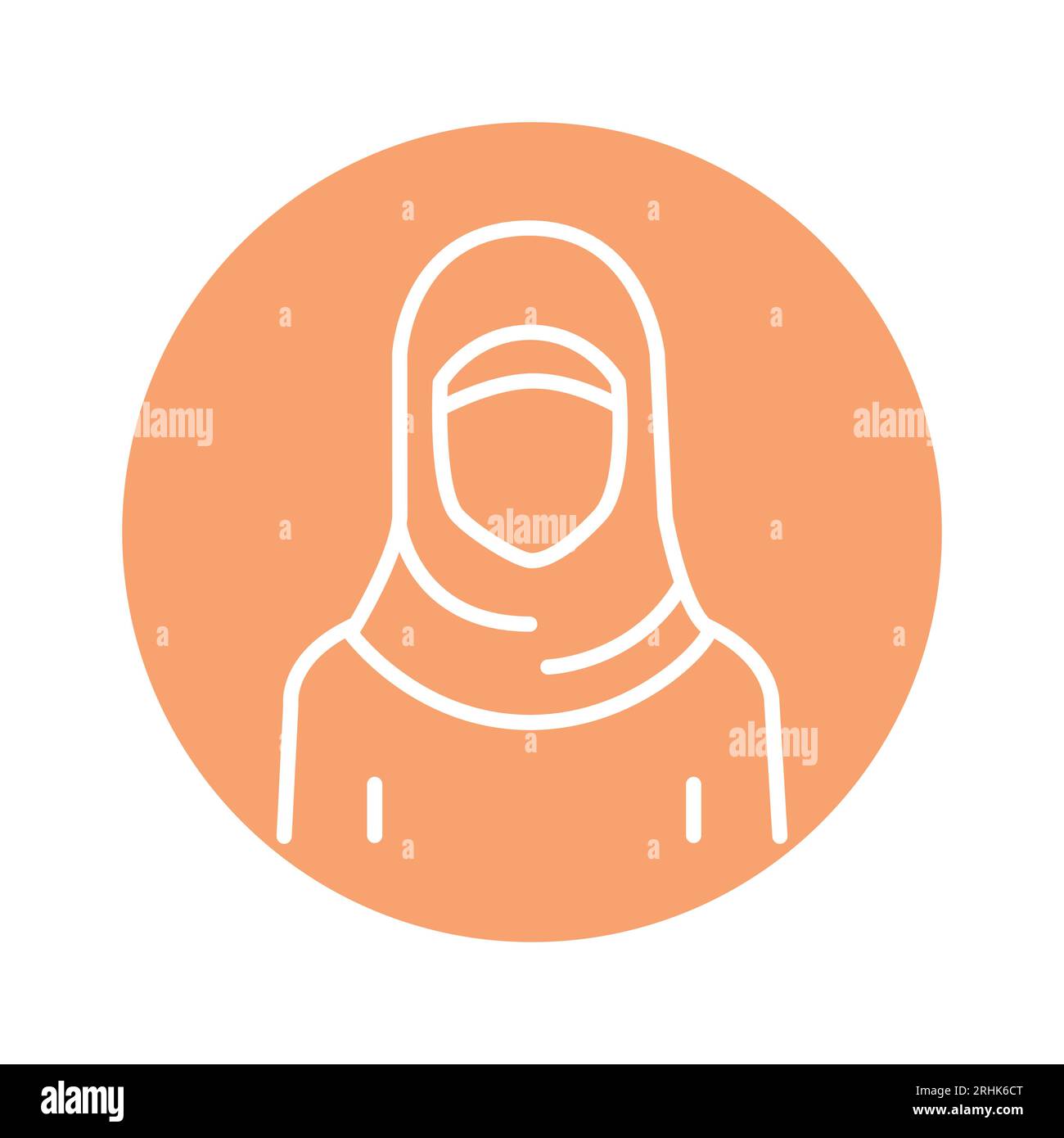 Femme arabe dans hijab amira ligne de couleur icône. Elément vectoriel isolé. Pictogramme de contour pour la page Web, l'application mobile, la promotion Illustration de Vecteur