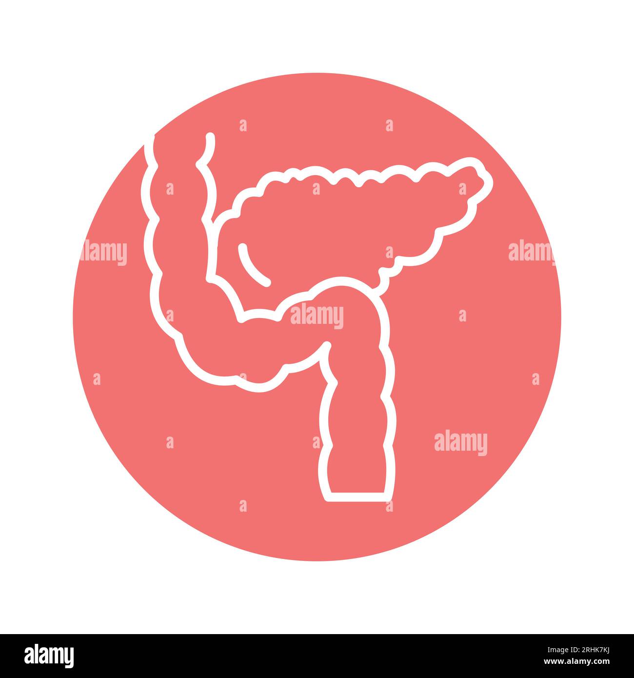 Icône de la ligne de couleur du pancréas d'organe humain.Elément vectoriel isolé.Pictogramme de contour pour la page Web, l'application mobile, la promotion Illustration de Vecteur