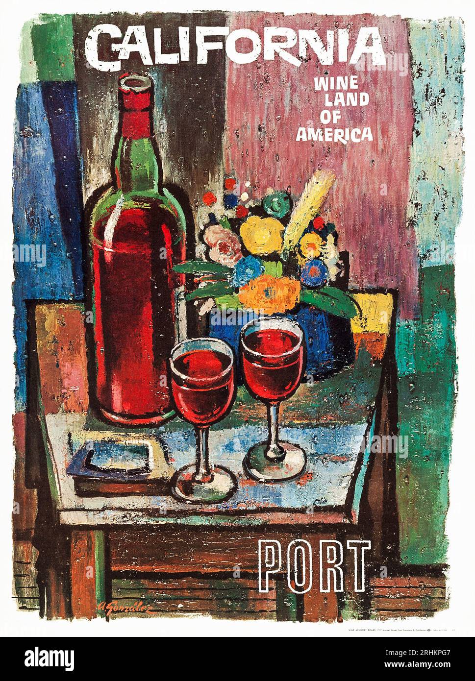 California - Port - Wine Land of America (Conseil consultatif du vin, années 1960). Affiche de voyage Banque D'Images