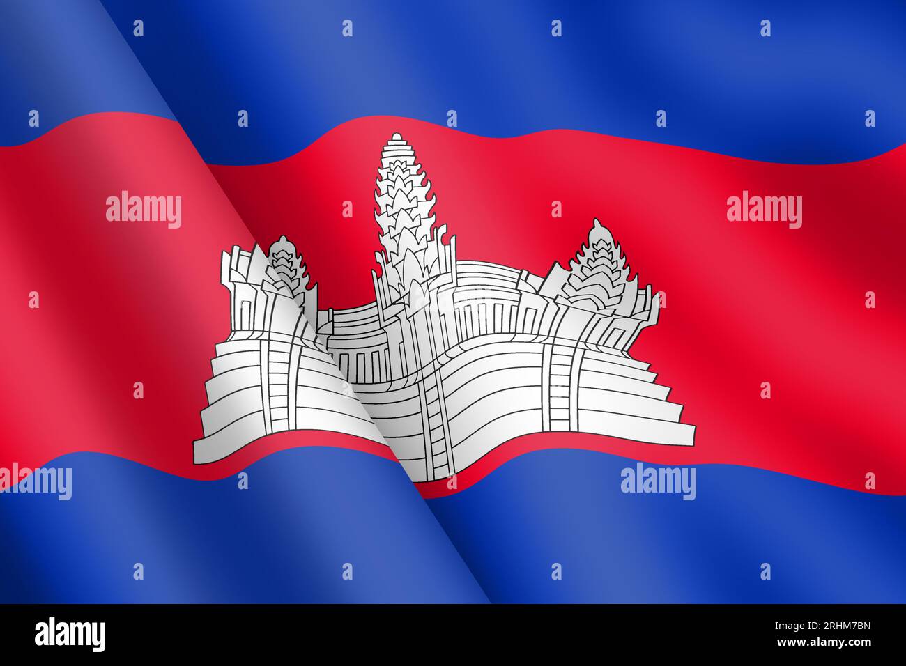 Cambodge agitant drapeau 3d illustration ondulation du vent Banque D'Images